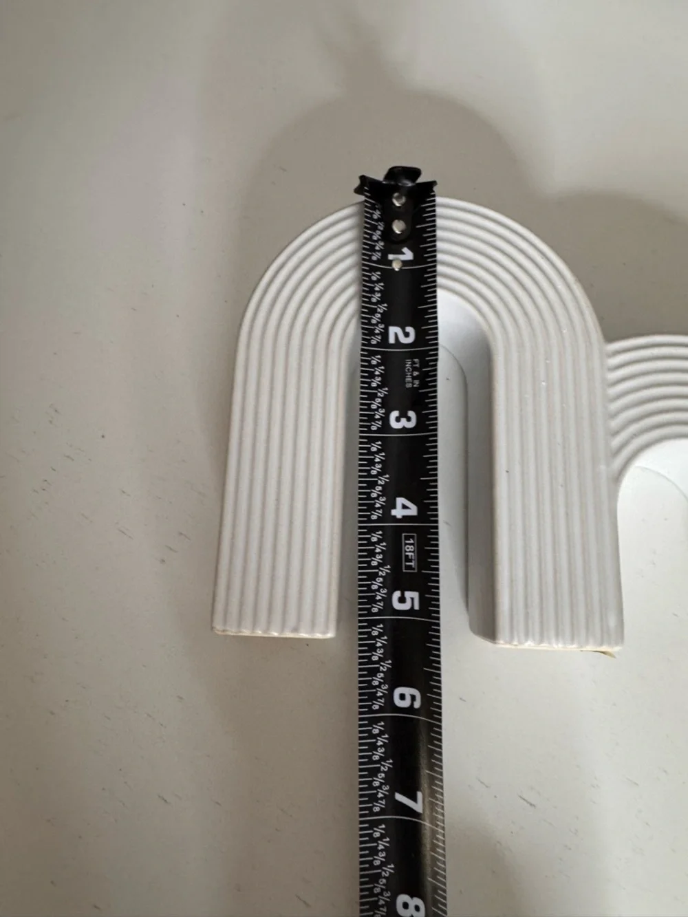 World Market White Ceramic Rainbow Arc Taper Candle Holder Boho Modern Decor